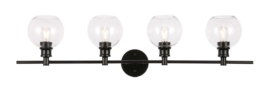 4 Light Black And Clear Glass Wall Sconce by Living District