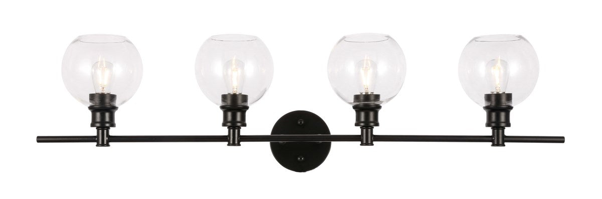 4 Light Black And Clear Glass Wall Sconce by Living District