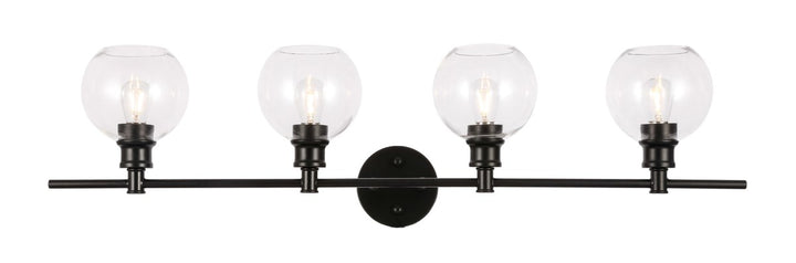 4 Light Black And Clear Glass Wall Sconce by Living District