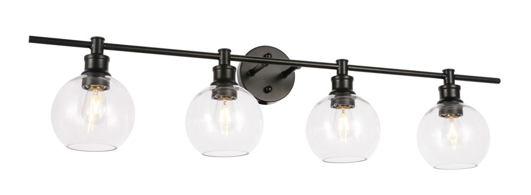4 Light Black And Clear Glass Wall Sconce