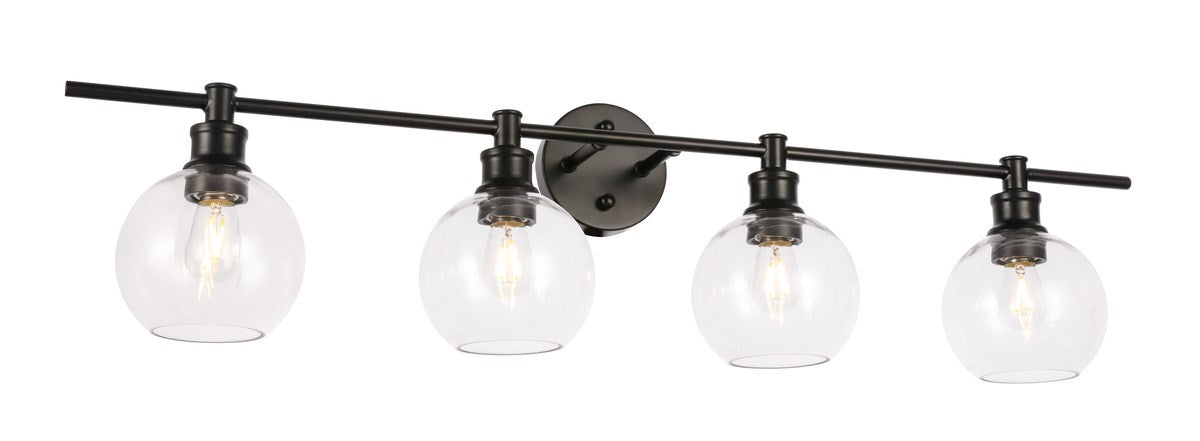 4 Light Black And Clear Glass Wall Sconce