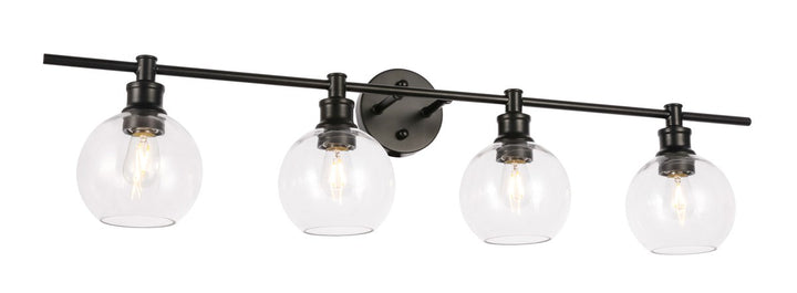 4 Light Black And Clear Glass Wall Sconce