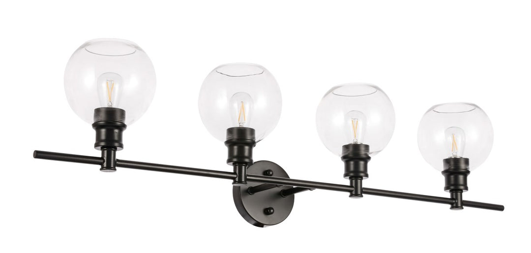 4 Light Black And Clear Glass Wall Sconce