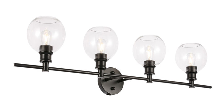 4 Light Black And Clear Glass Wall Sconce