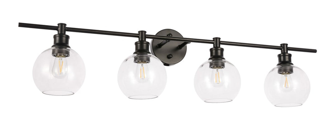 4 Light Black And Clear Glass Wall Sconce