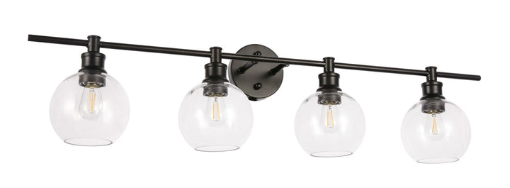 4 Light Black And Clear Glass Wall Sconce