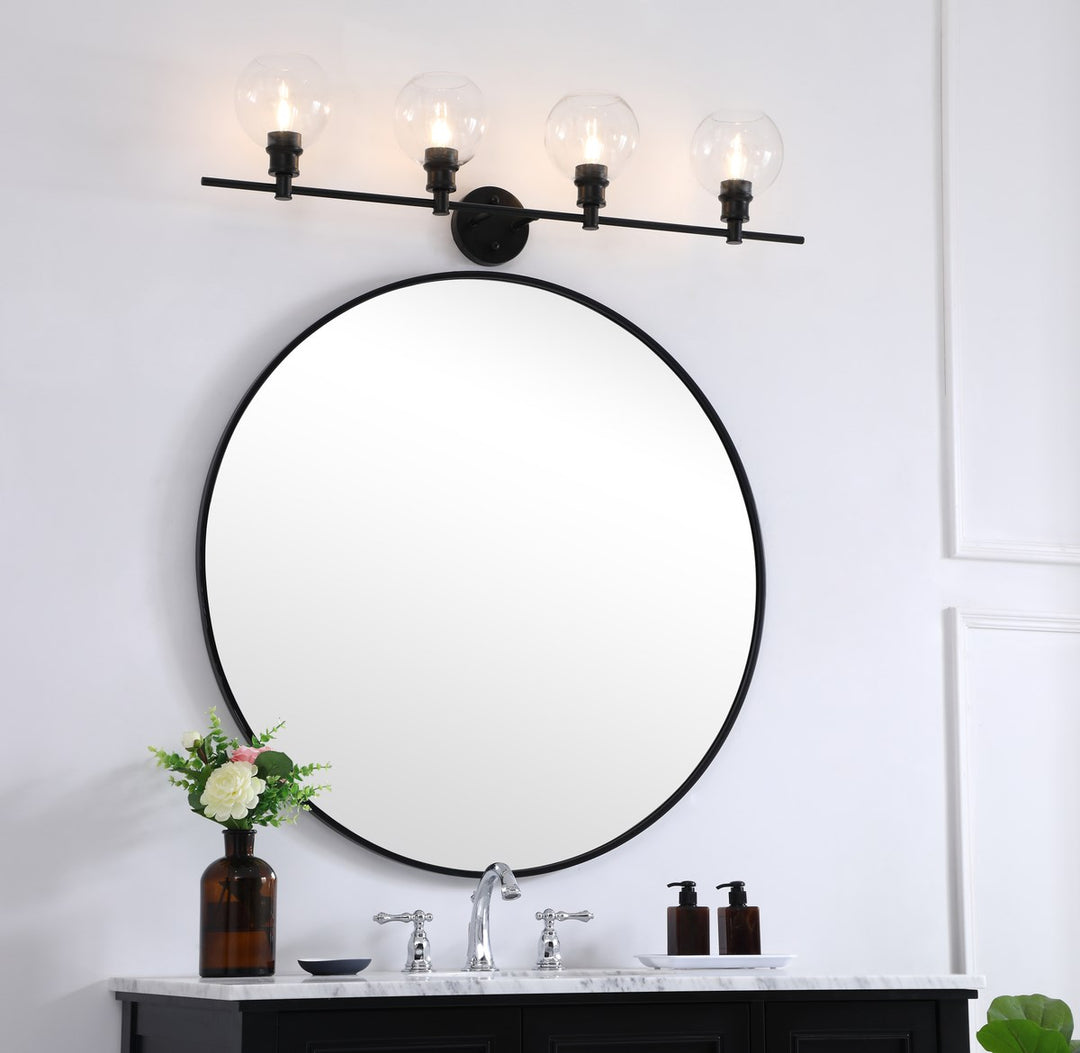 4 Light Black And Clear Glass Wall Sconce