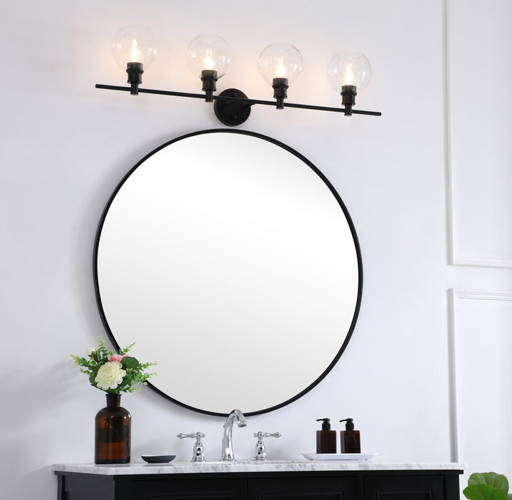 4 Light Black And Clear Glass Wall Sconce