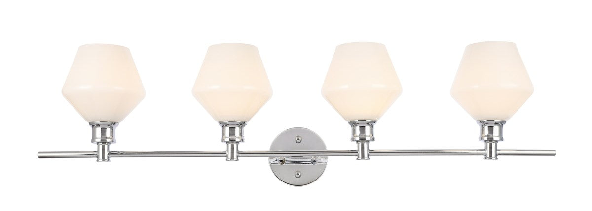 4 Light Chrome And Frosted White Glass Wall Sconce by Living District