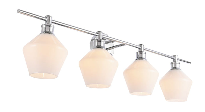 4 Light Chrome And Frosted White Glass Wall Sconce