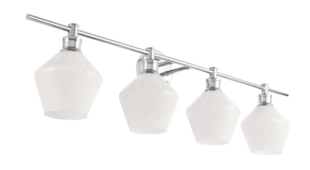 4 Light Chrome And Frosted White Glass Wall Sconce