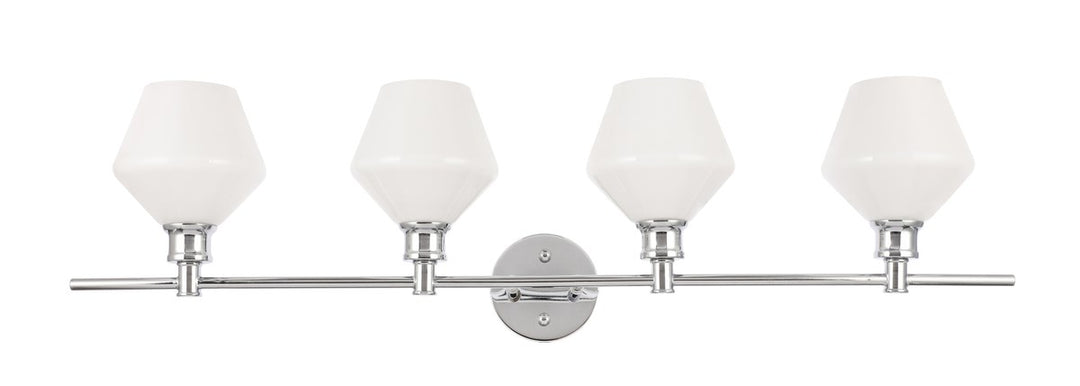 4 Light Chrome And Frosted White Glass Wall Sconce