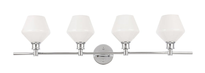 4 Light Chrome And Frosted White Glass Wall Sconce