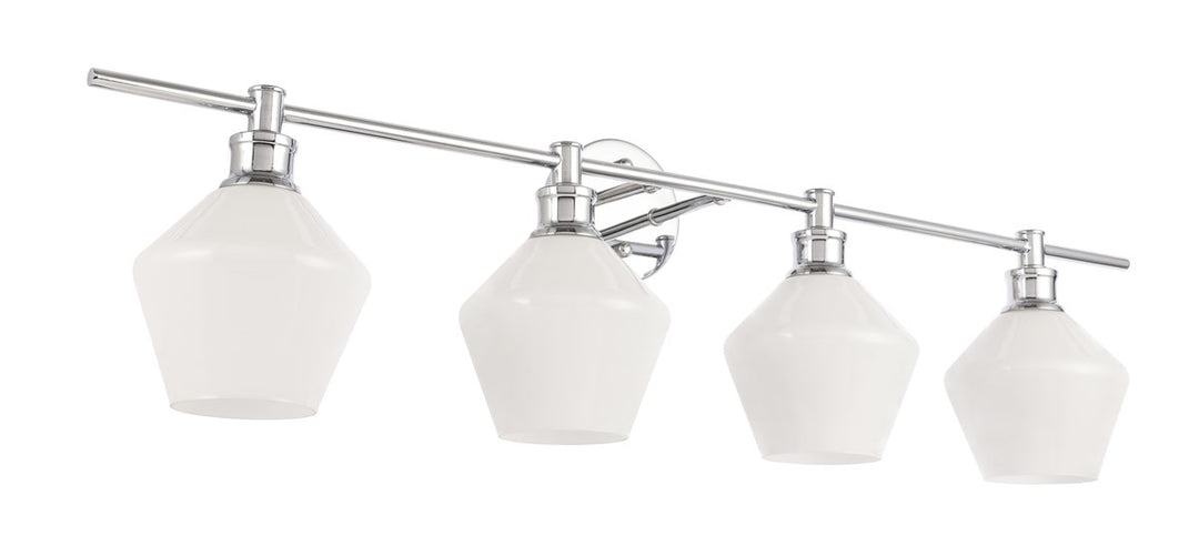 4 Light Chrome And Frosted White Glass Wall Sconce