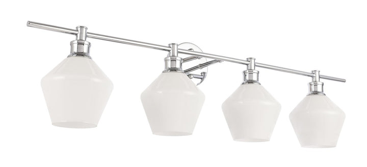 4 Light Chrome And Frosted White Glass Wall Sconce