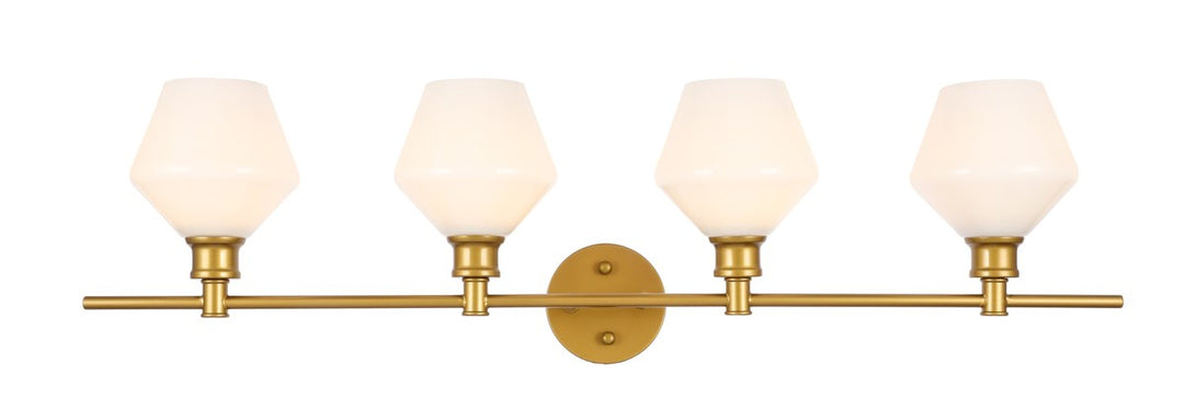4 Light Brass And Frosted White Glass Wall Sconce by Living District