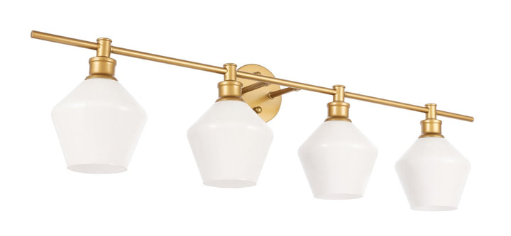 4 Light Brass And Frosted White Glass Wall Sconce