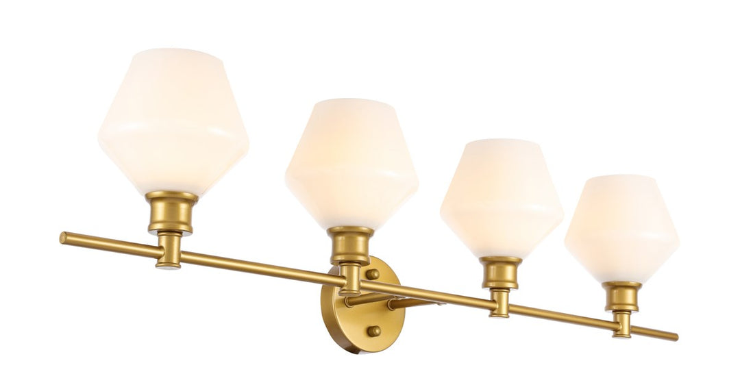 4 Light Brass And Frosted White Glass Wall Sconce