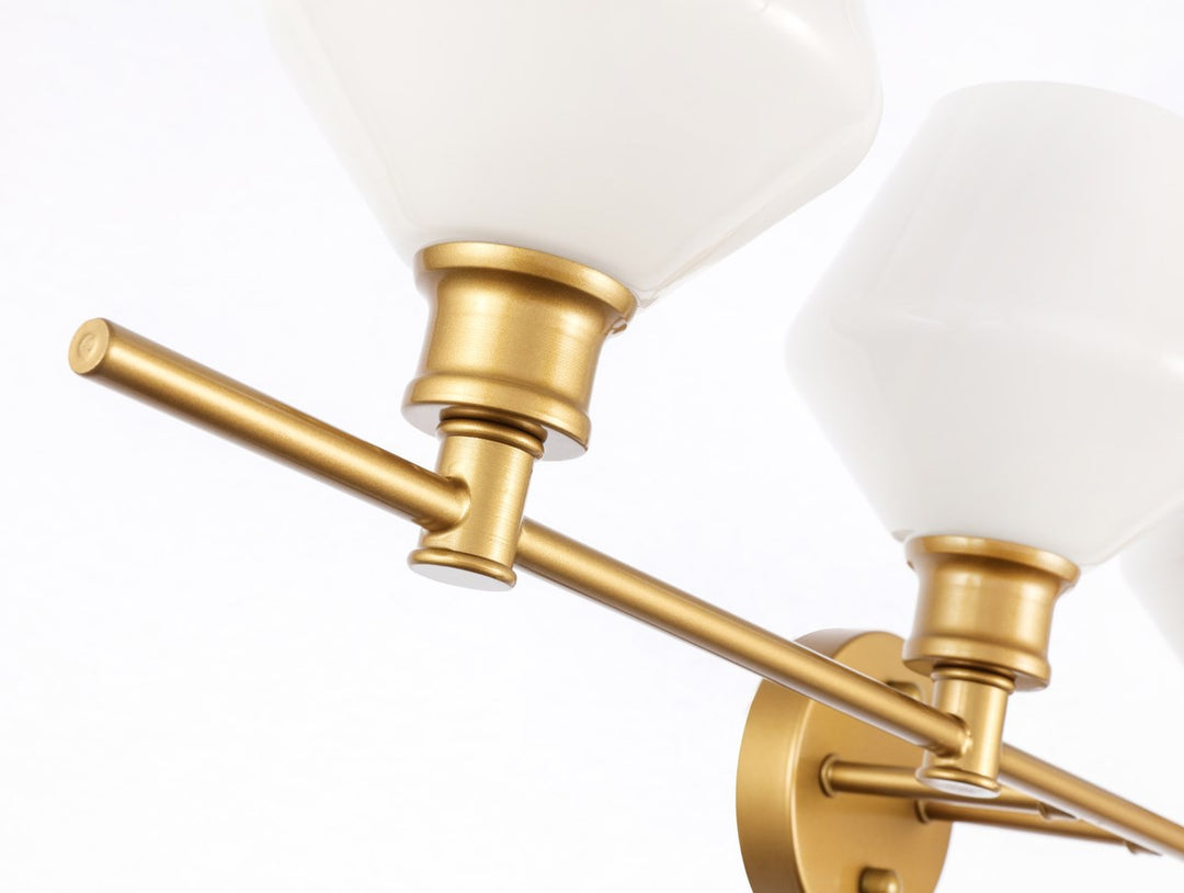 4 Light Brass And Frosted White Glass Wall Sconce