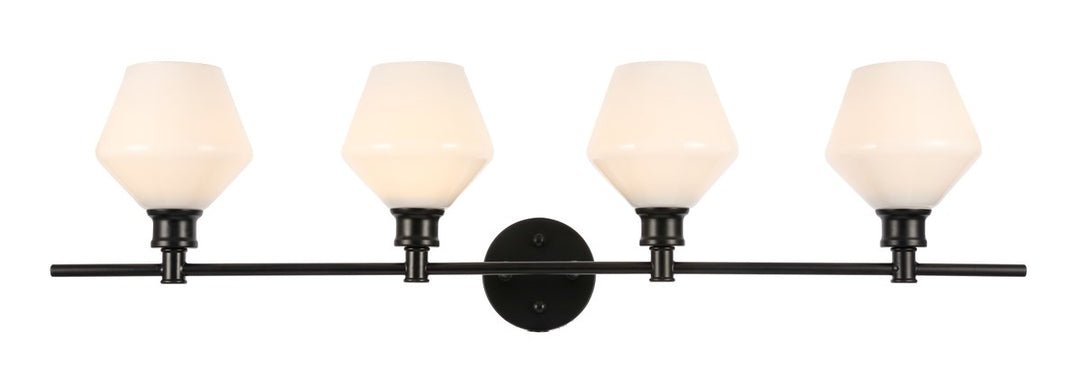 4 Light Black And Frosted White Glass Wall Sconce by Living District