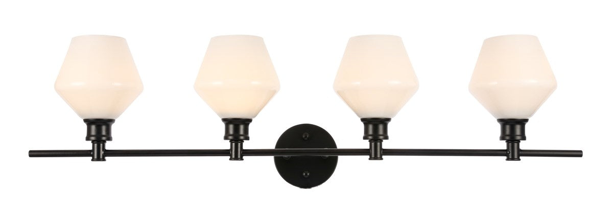 4 Light Black And Frosted White Glass Wall Sconce by Living District