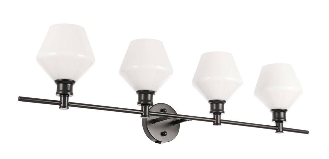 4 Light Black And Frosted White Glass Wall Sconce