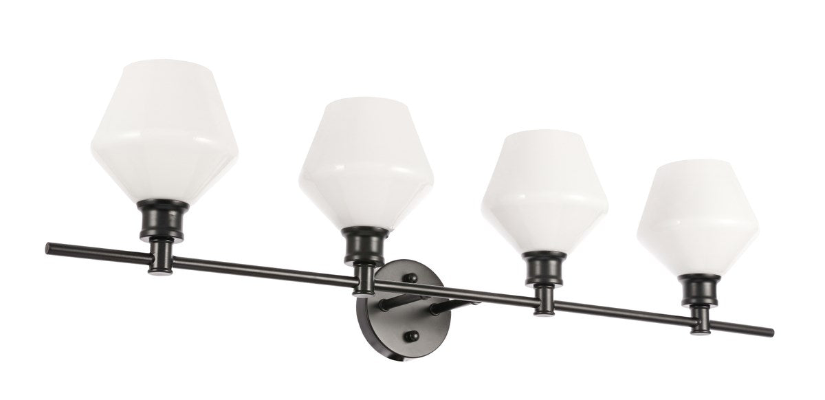 4 Light Black And Frosted White Glass Wall Sconce