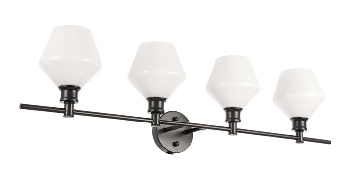4 Light Black And Frosted White Glass Wall Sconce