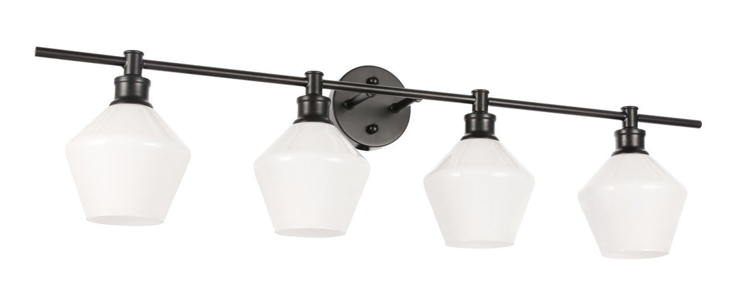 4 Light Black And Frosted White Glass Wall Sconce