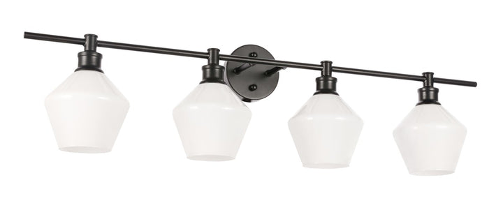 4 Light Black And Frosted White Glass Wall Sconce