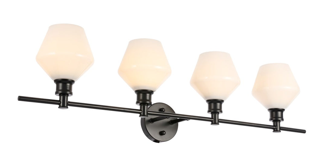 4 Light Black And Frosted White Glass Wall Sconce