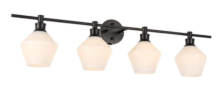 4 Light Black And Frosted White Glass Wall Sconce