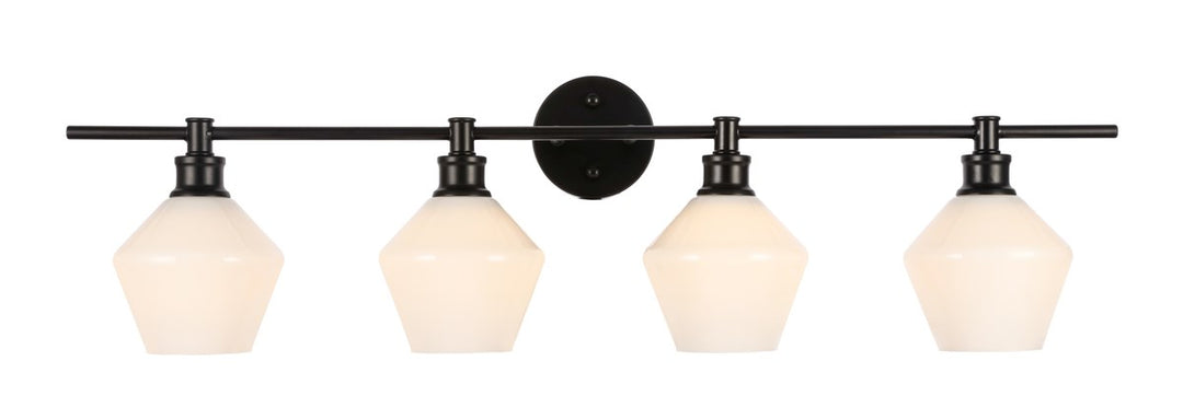 4 Light Black And Frosted White Glass Wall Sconce
