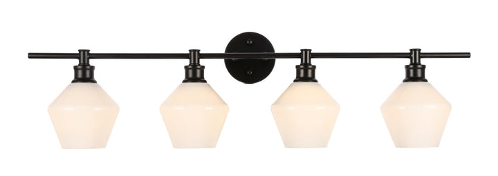 4 Light Black And Frosted White Glass Wall Sconce