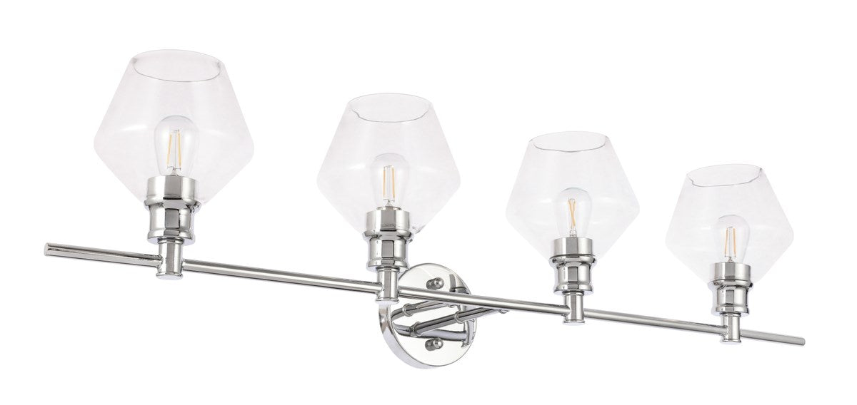 4 Light Chrome And Clear Glass Wall Sconce