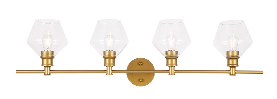 4 Light Brass And Clear Glass Wall Sconce by Living District