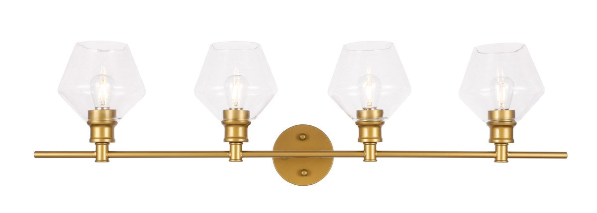 4 Light Brass And Clear Glass Wall Sconce by Living District