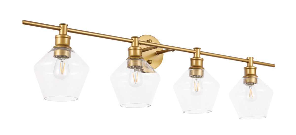 4 Light Brass And Clear Glass Wall Sconce