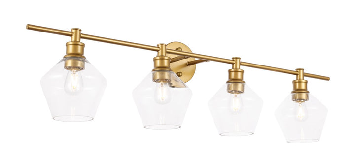 4 Light Brass And Clear Glass Wall Sconce