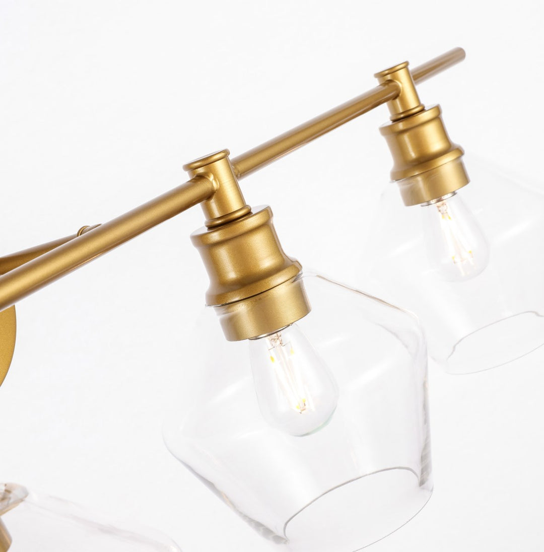 4 Light Brass And Clear Glass Wall Sconce