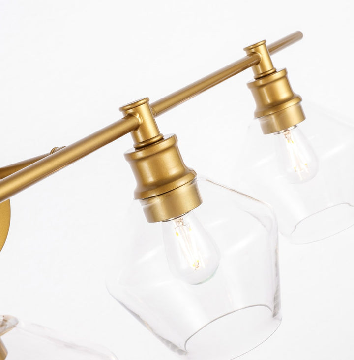 4 Light Brass And Clear Glass Wall Sconce