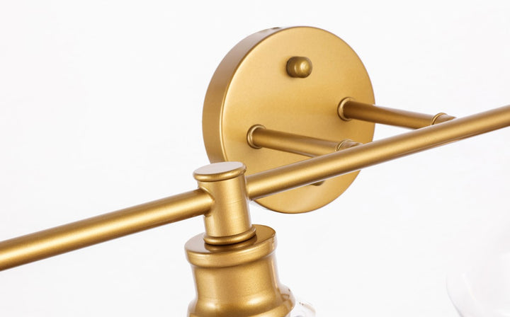 4 Light Brass And Clear Glass Wall Sconce