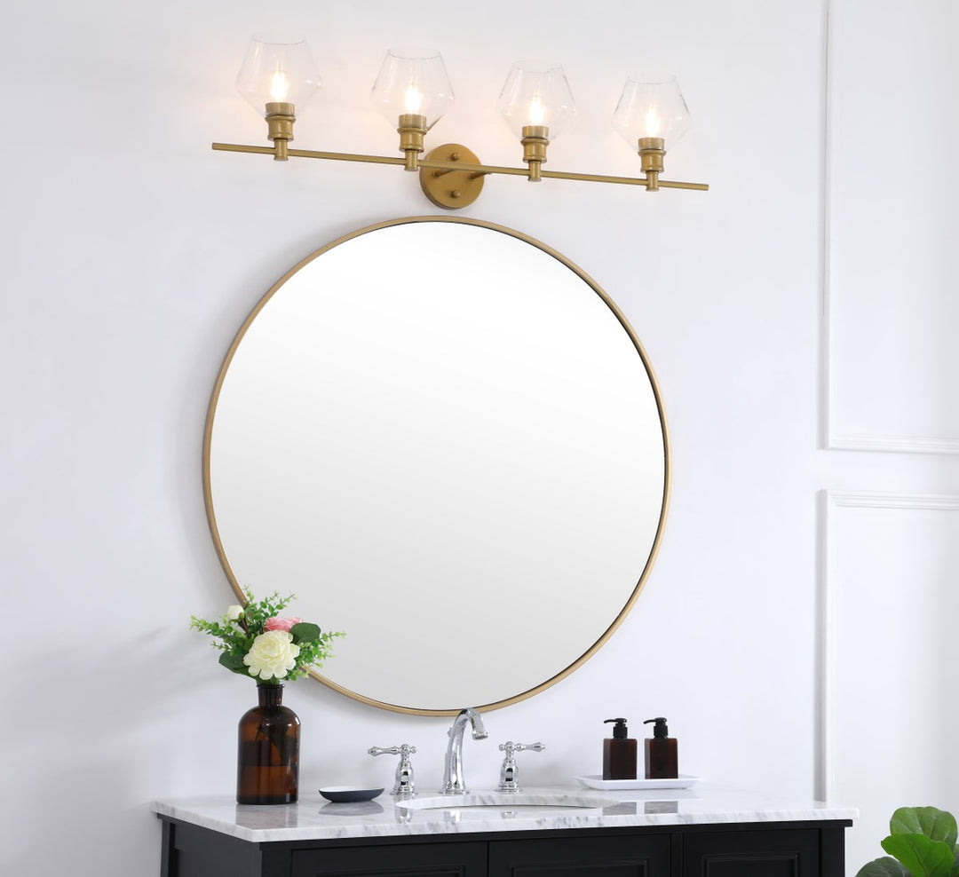 4 Light Brass And Clear Glass Wall Sconce