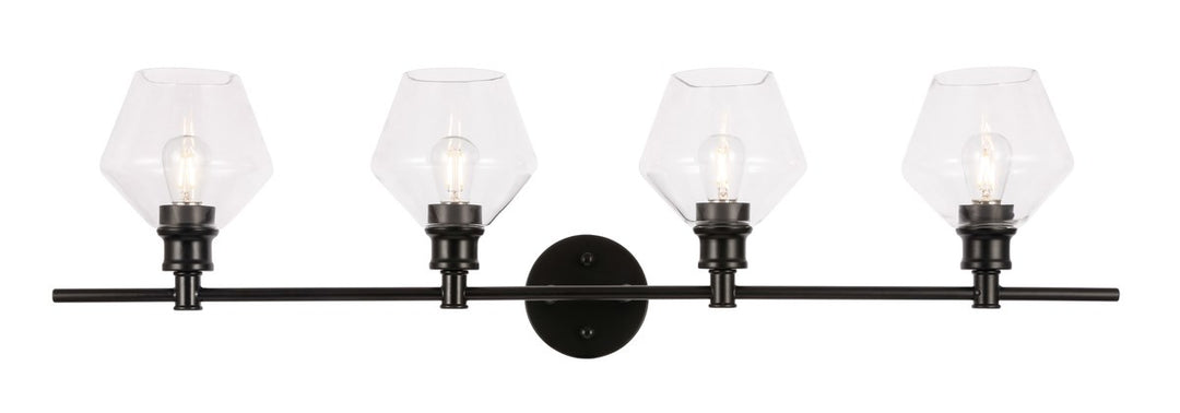4 Light Black And Clear Glass Wall Sconce by Living District