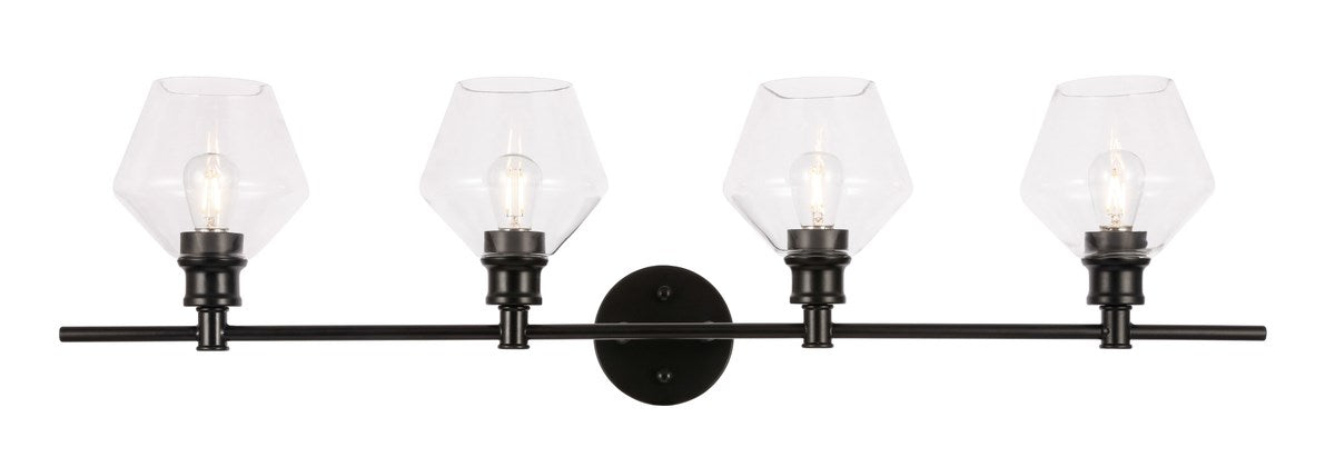 4 Light Black And Clear Glass Wall Sconce by Living District