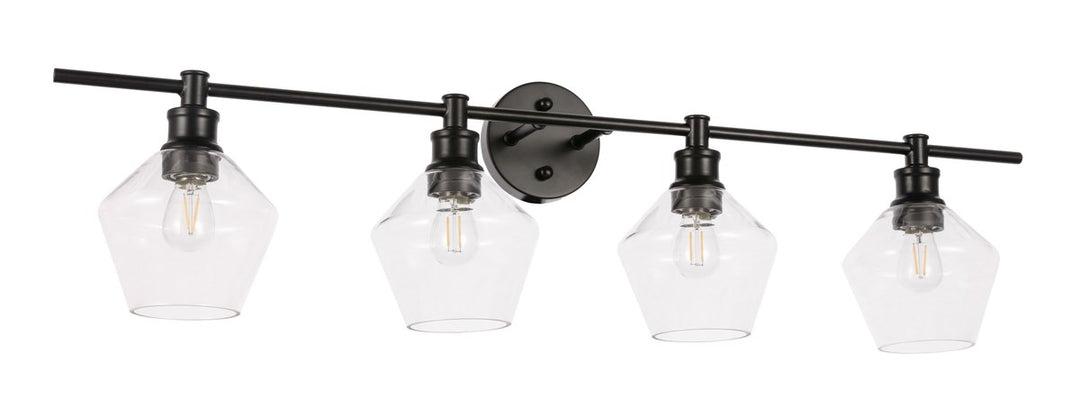4 Light Black And Clear Glass Wall Sconce