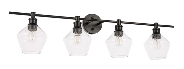 4 Light Black And Clear Glass Wall Sconce