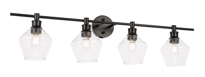 4 Light Black And Clear Glass Wall Sconce