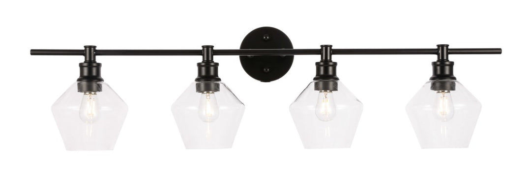 4 Light Black And Clear Glass Wall Sconce