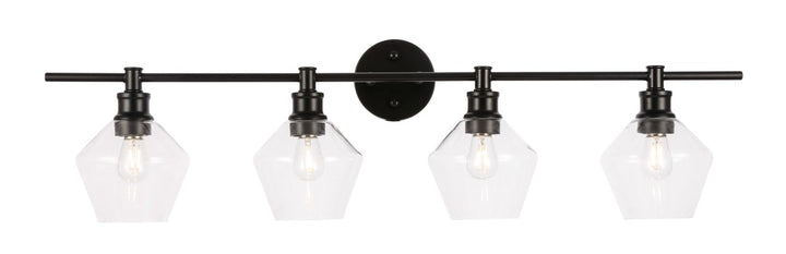 4 Light Black And Clear Glass Wall Sconce
